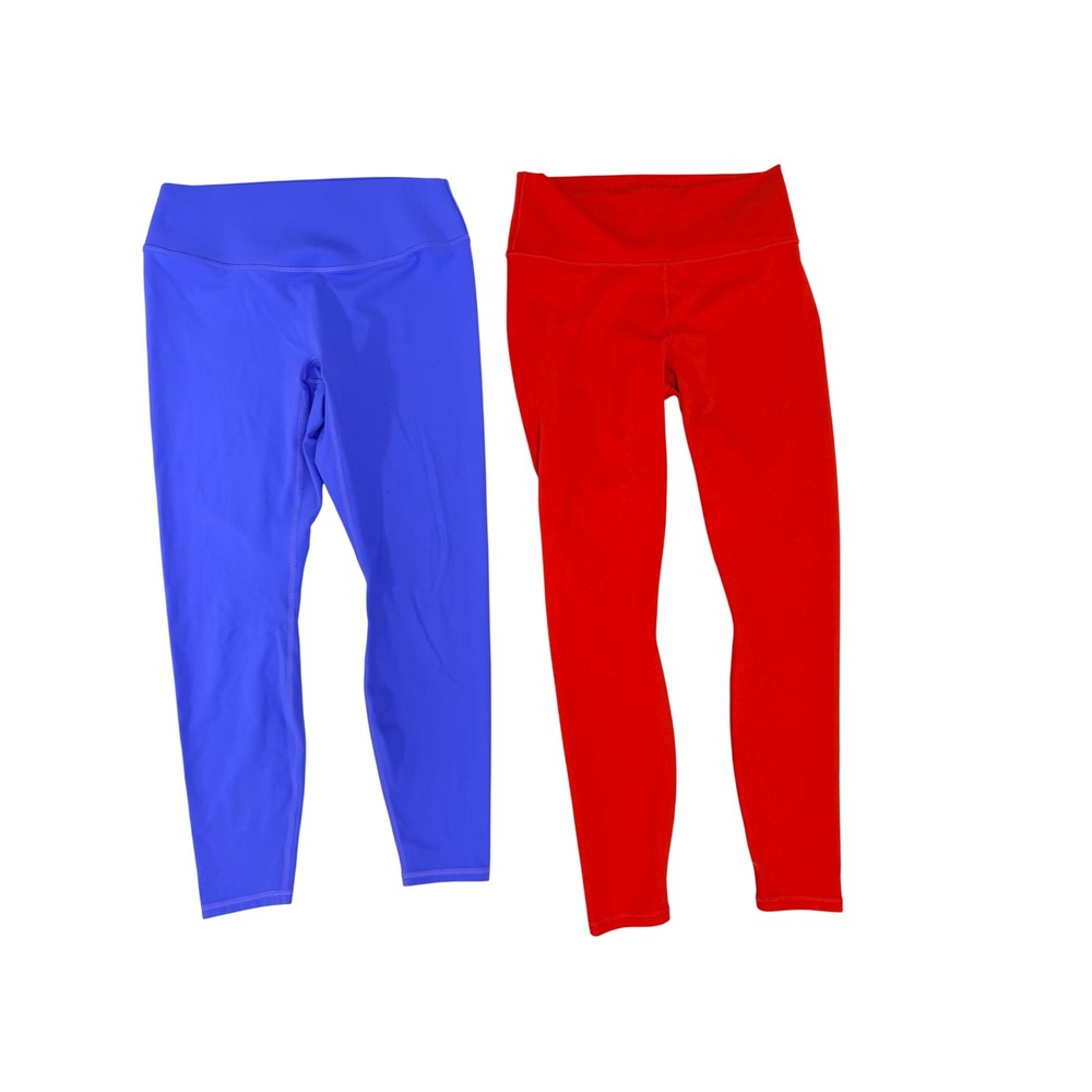 Fabletics PowerHold Leggings Bundle‎ Red Blue High Waisted Athletic Gym Active